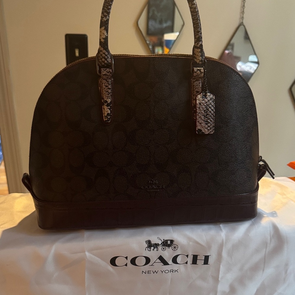 Coach Sierra Satchel Snake Print Handbag